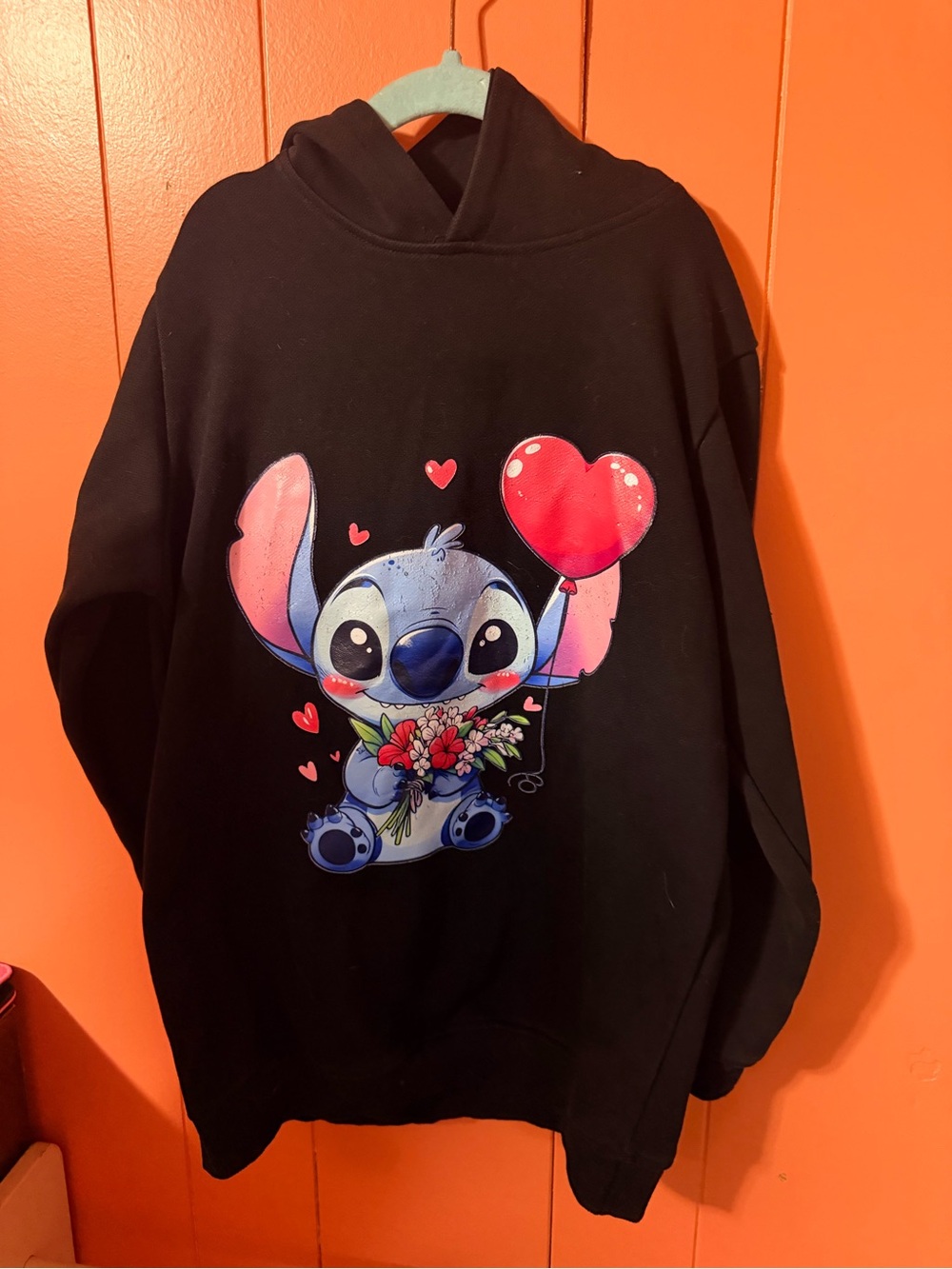 Black Stitch Heart Graphic Hoodie Sweater